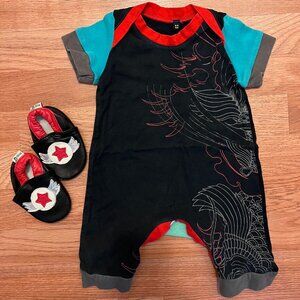 Romper Handmade from Recycled Clothing and slippers